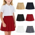 thumbnail image 2 of Girls' Pleated Skirt College Style Skort Elastic Waist Solid Color School Uniform Skirt for Girls 2-17Y, 2 of 6