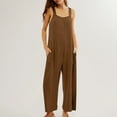 thumbnail image 2 of AGWOLF Jumpsuits for Women Comfy Ribbed Knit Wide Leg Rompers Oversized Open Back Overalls with Pockets, 2 of 8