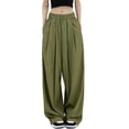 thumbnail image 1 of Lucakuins, pantalones de traje de pierna ancha para mujer, pantalones sueltos casuales elásticos de Color sólido para el trabajo, ropa de calle de oficina Lucakuins  moda, 1 of 8