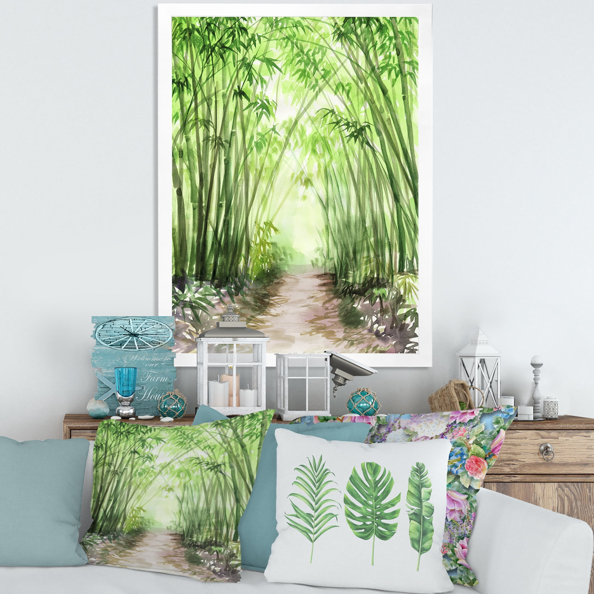 Designart 'Little Road Through Bamboo Forest' Traditional Framed Art Print