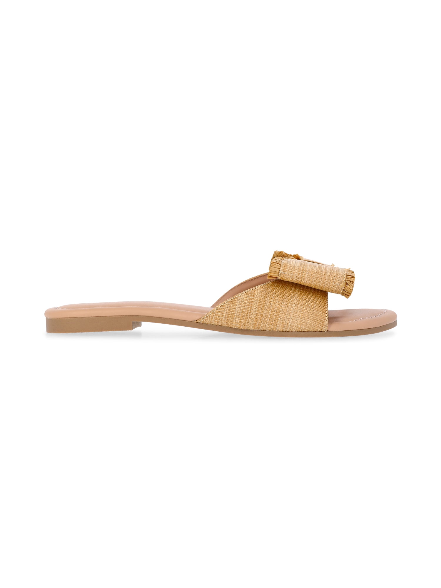 Time and Tru Women's Raffia Bow Slide Sandals
