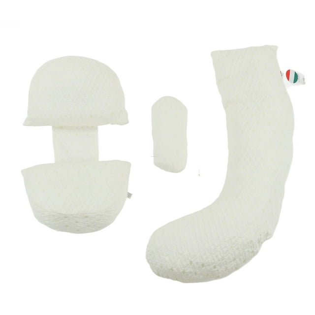 Almohada de apoyo para el embarazo, ajustable, desmontable, en forma de U, para dormir, color blanco y dorado.