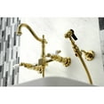 thumbnail image 4 of Kingston Brass KS1262PLBS Heritage Wall Mount Bridge Kitchen Faucet with Brass Sprayer, Polished Brass, 4 of 5