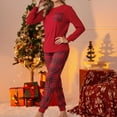 thumbnail image 2 of Telankuip Christmas Pajamas Set for Women Long Sleeve Crewneck Tops and Plaid Print Tapered Leg Pants Soft Comfortable Sleepwear Xmas 2 Piece Pjs Sets with Pockets 1-Red XXL, 2 of 5