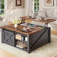 thumbnail image 2 of Mesa de centro elevable con almacenamiento, mesa de centro cuadrada con compartimento de almacenamiento oculto y estantes ajustables para sala de estar, 2 of 4