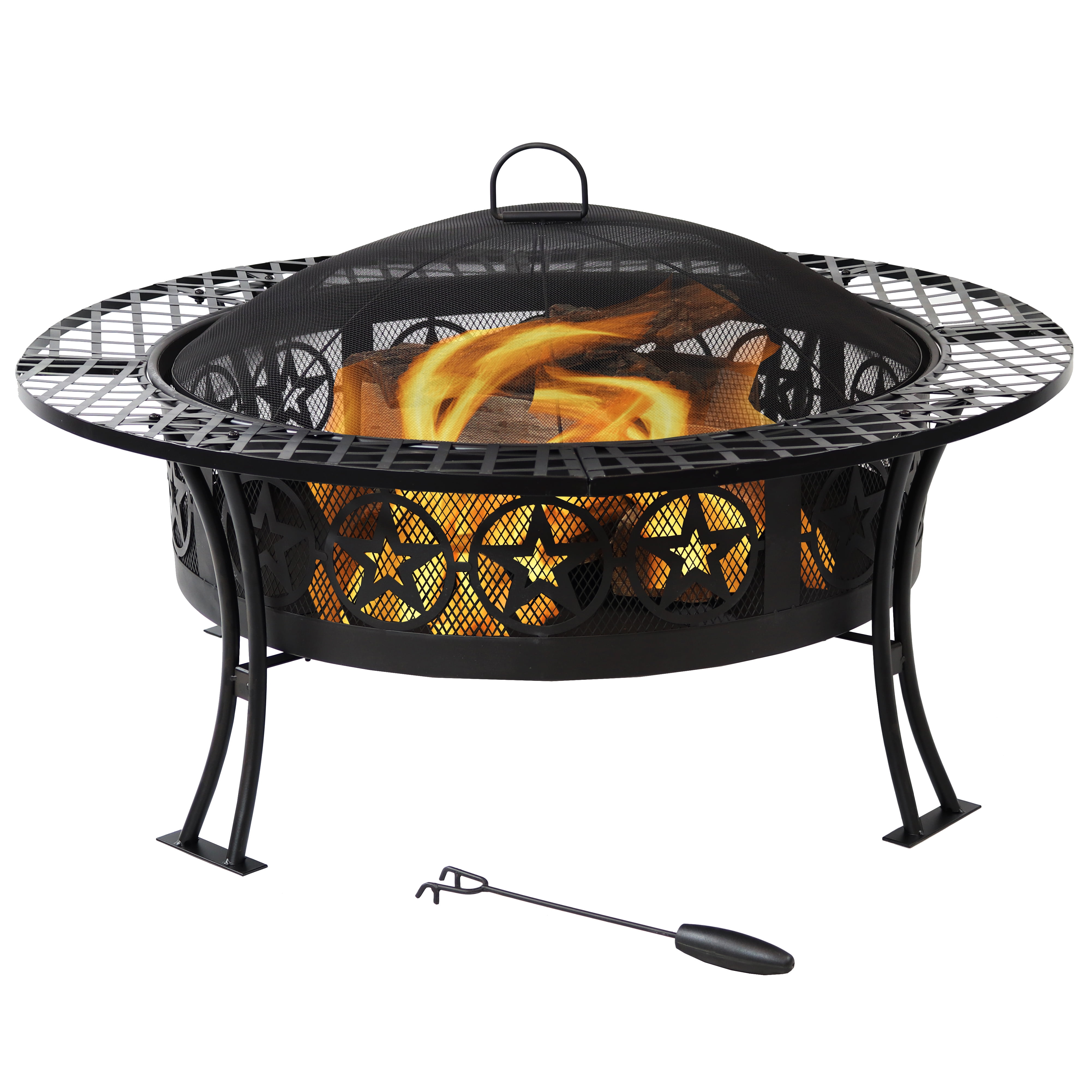 Outdoor Wood Burning Fire Pit, Large Outdoor Dining Table With Fire Pit