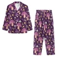thumbnail image 3 of Kuiaobaty Purple Mushroom Print Women Pajama Sets Long Sleeve Button Up Sleepwear Nightwear Soft Pjs Lounge Sets with Tops and Pants Holiday Nightgown Party Clothes, Size XL, 3 of 7