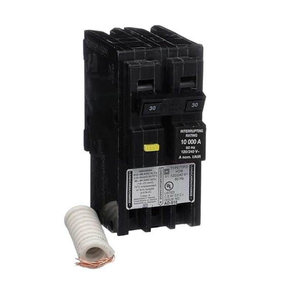 LXKJ HOM230GFIC Homeline Circuit Breaker, 30-Amp, 120/240V, 2-Pole, GFCI, Plug-In Mount