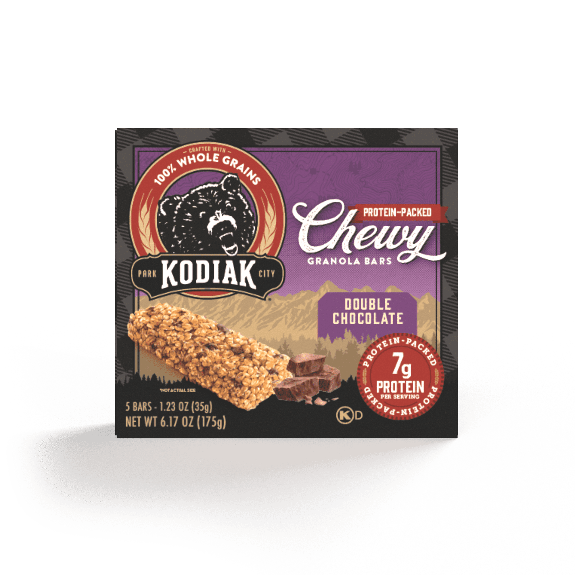 Kodiak Cakes Chewy Granola Bars, Double Chocolate Chewy Bars, 5 Ct, 1.23 oz