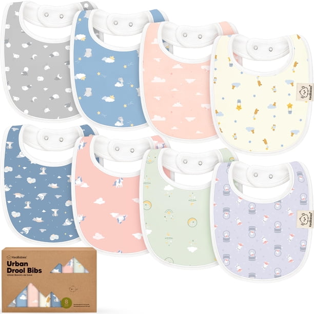Baberos orgánicos para bebés KeaBabies, paquete de 8 unidades, algodón suave, 0-24 meses