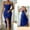 Blue, variant on Oplxuo Women's Sexy Cowl Neck Satin Slit Bodycon Dresses Elegant Ruffle Spaghetti Straps 2025 Summer Cocktail Party Dress