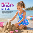 thumbnail image 2 of Girls One Piece Swimsuit Toddler Bathing Suit with Mermaid Scales Printed, Toddler Swimsuit Girl for Adjustable Age 5-6 Years, 2 of 9