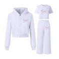 thumbnail image 5 of yuCgh Girls' 3-Piece Set Base Layer & Jacket Outfit, Layered Winter Wear, Thermal Top, Pants, and Lightweight Jacket, Warm and Cozy for Cold Weather Activities,White 11Y, 5 of 6