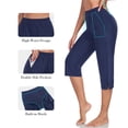 thumbnail image 3 of RELLECIGA Women's High Waisted Swim Capris Pants Long Board Shorts Beach Pants with Briefs, 3 of 7