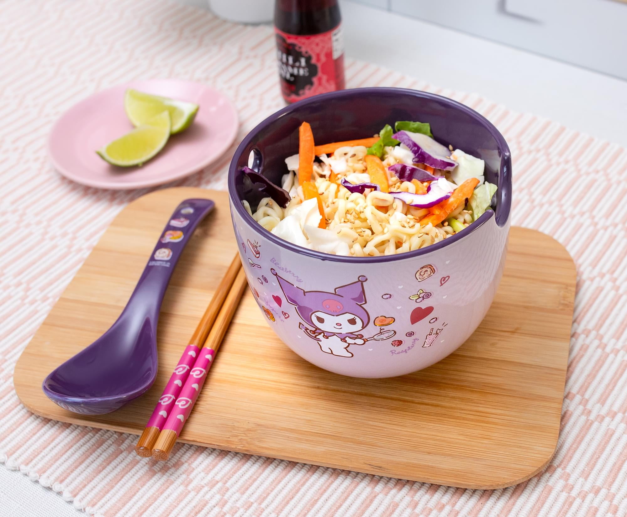 Sanrio Kuromi 20-Ounce Ramen Bowl With Chopsticks and Spoon