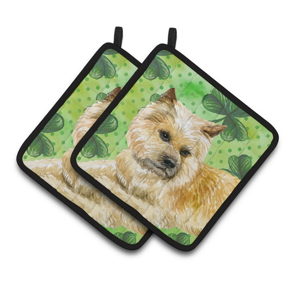 Caroline's Treasures Cairn Terrier St Patrick's Pair of Pot Holders