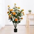 thumbnail image 3 of 36'’ Artificial Camellia Tree,2 Pack Flower Plants Artificial Tree, Faux Floral Plant Blooming Tree In Pot, 3 of 6