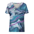 thumbnail image 3 of fartey Marble Print Shirts for Women 2024 Summer Casual V Neck Tshirts Loose Short Sleeve Lightweight Soft Tops Tee for Jeans, 3 of 3