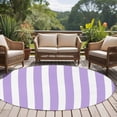 thumbnail image 5 of Purple Striped Large Area Rugs for Bedroom Living Room, Soft Non Slip Carpet Bedside Rug, Modern Farmhouse Purple White Stripes Round Floor Cover Kitchen Accent Rug 5' for Dining Room/Office, 5 of 9