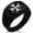 Black, variant on Stainless Steel Maltese Cross CZ Ribbed Needle Stripe Pattern Biker Style Polished Ring