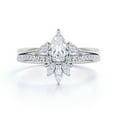 thumbnail image 4 of JeenMata Bohemian Cluster pear Shaped Real Diamond Unique Wedding Ring Set in 10k White Gold, 4 of 6