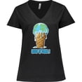 thumbnail image 3 of Inktastic Keep It Cool Melting Earth Ice Cream Cone Women's Plus Size V-Neck T-Shirt, 3 of 5