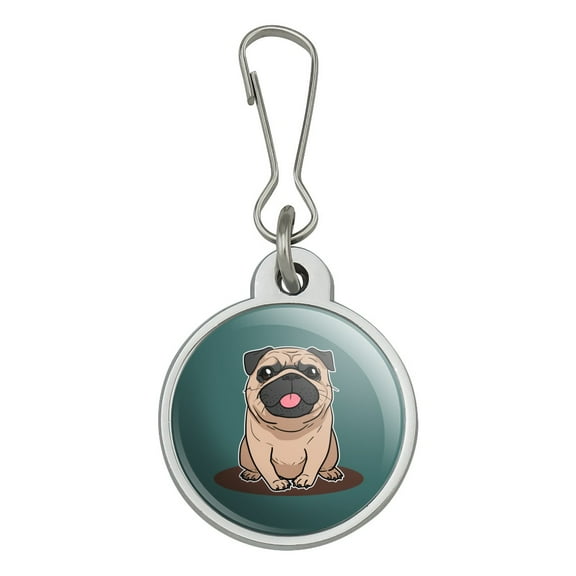 Pug Sticking Out Tongue Jacket Handbag Purse Luggage Backpack Zipper Pull Charm