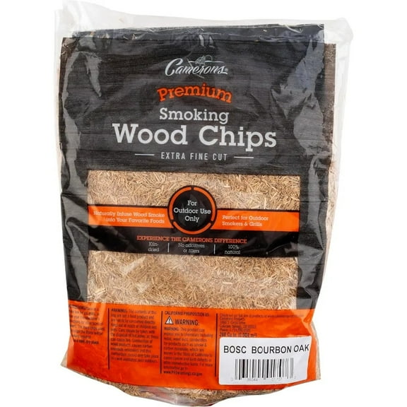 Camerons Smoking Chips - (Bourbon Soaked Oak) ~ 2lb Barbecue Chips, 260 cu. in. - Kiln Dried, 100% Natural Extra Fine Wood Smoker Sawdust Shavings