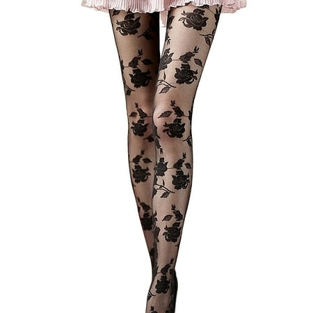 

DAETIROS Lingerie Rose Sexy Panty Hose Black Black