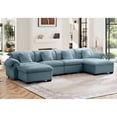 thumbnail image 6 of Modular Sleeper Sofa for Living Room,Cloud Couch Sectional Sofa with Storage, U-Shape Velvet Sofa with 4 Lumbar Pillows, Oversized deep couches with 2 Ottomans, Solid Wood Frame, Blue, 6 of 8