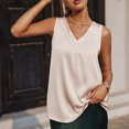 thumbnail image 2 of Camiseta sin mangas, camiseta sin mangas con cuello en V para mujer Camiseta sin mangas con cuello en V para mujer Camiseta sin mangas de satén de color liso diseñada a la perfección, 2 of 6