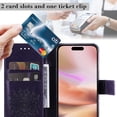 thumbnail image 5 of Allytechgroup for iPhone 16 Case Wallet, Sunflower Embossed PU Leather Flip Cover Stand Hand Strap Shockproof Stylish Cards Slots Phone Case for iPhone 16, Purple, 5 of 6