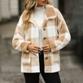 thumbnail image 4 of Vinsonshop Sherpa Jackets Shakets for Women Pea Coats for Women Winter Clothing for Women Fluffy Coat Warm Winter Jackets for Women Soft Fleece Jacket Women Khaki L, 4 of 7