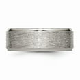 thumbnail image 3 of Grey Titanium Ring Band Wedding Ridged Comfort Edge 8mm Brushed and Polished, 3 of 6