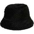 thumbnail image 4 of CoCopeaunts Bucket Hats for Women Black Lattice Autumn Winter Pearl Belt Bucket Cap Fluffy Soft Warm Casual Fisherman Hat, 4 of 8