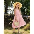 thumbnail image 4 of Arshiner Girls Summer Dress Maxi Spaghetti Strap Ruched Flowy Beach Boho Casual Teen Girl Sundress, 4 of 6
