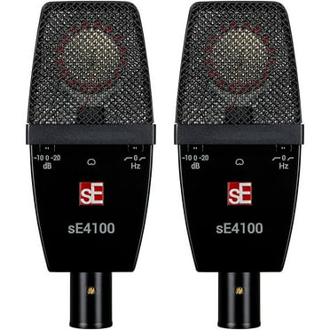 sE Electronics sE sE4100-PAIR Factory Matched Pair of sE4100 Large Diaphragm Condenser Microphones w/Mount and Case Black