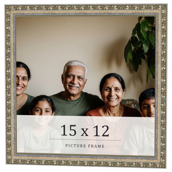 15x12 Frame Silver Solid Wood Picture Frame Width 1.125 Inches | Interior Frame Depth 0.375 Inches