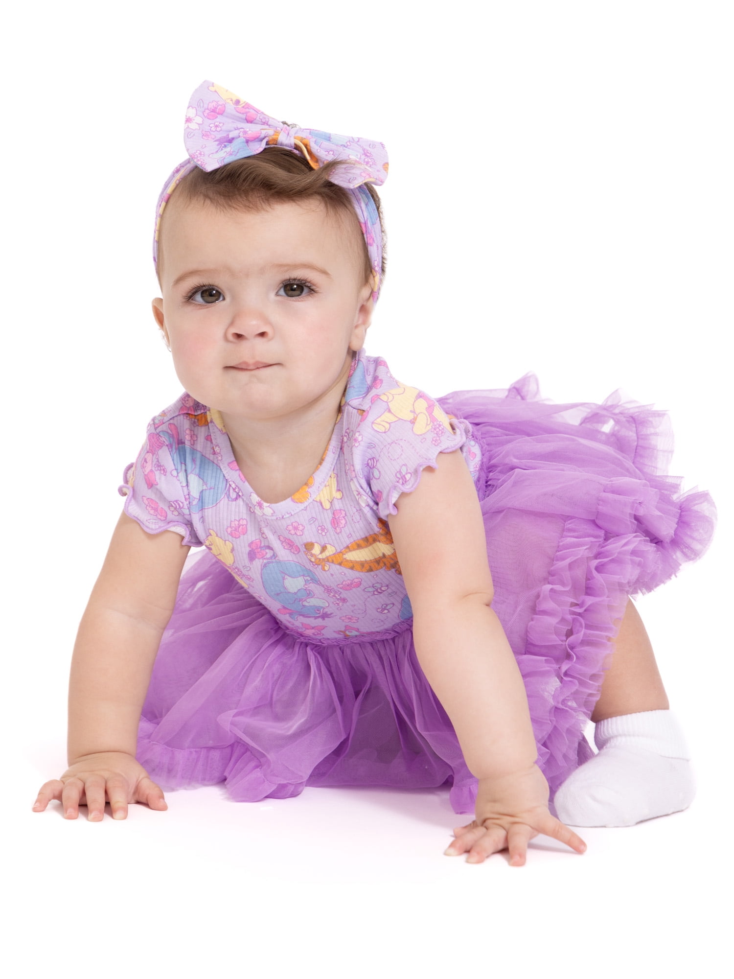 Winnie the Pooh Baby Girls Tutu Dress Bodysuit with Matching Headband, 2-Piece, Sizes Newborn-24M