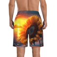 thumbnail image 3 of Yiaed Sunset Coast Sunflower Print Men's Swim Trunks with Lining Quick Dry Sports Shorts Beach Shorts Boardshorts-Medium, 3 of 5
