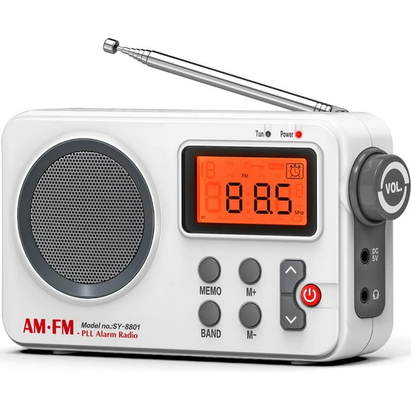 Queilt pcs Small Portable Radio FM, AM MW, Transistor Radio with Excellent Reception and High Sound Quality, with Timed Connection, Large Screen, Alarm Clock, Manual Storage, Headphone Jack