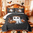 thumbnail image 2 of Manfei Dark Aesthetic Halloween Ghost Quilt Full,Black Cheetah Print Full Bedspread Sets,3pcs,1 Coverlet and 2 Pillowcases, 2 of 7