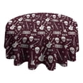 thumbnail image 4 of Burgundy Rock Skull Pattern Round Tablecloth 60"x60",Wrinkle Wipeable Table Cloth for Kitchen Dining Room Picnic Patio Party, 4 of 6