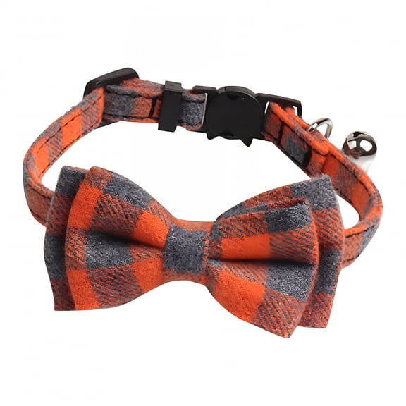 GASTROPOD Cat Collar with Bells, Breakaway Cat Collars with Bow Tie, 1 Pack Safety Plaid Kitten Collars