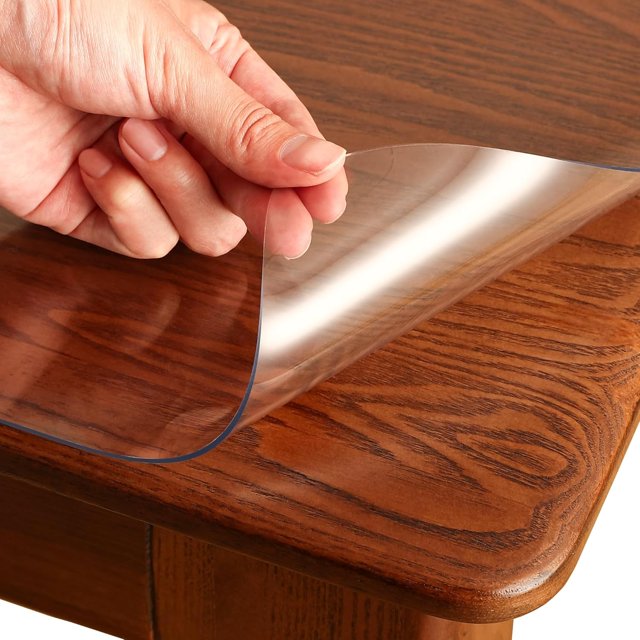 Clear Table Cover Protector Rectangle x . Transparent Plastic Table Protector -Scratch Clear Desk Mat for Office Desktop Dresser Dining Table FDA Compliant