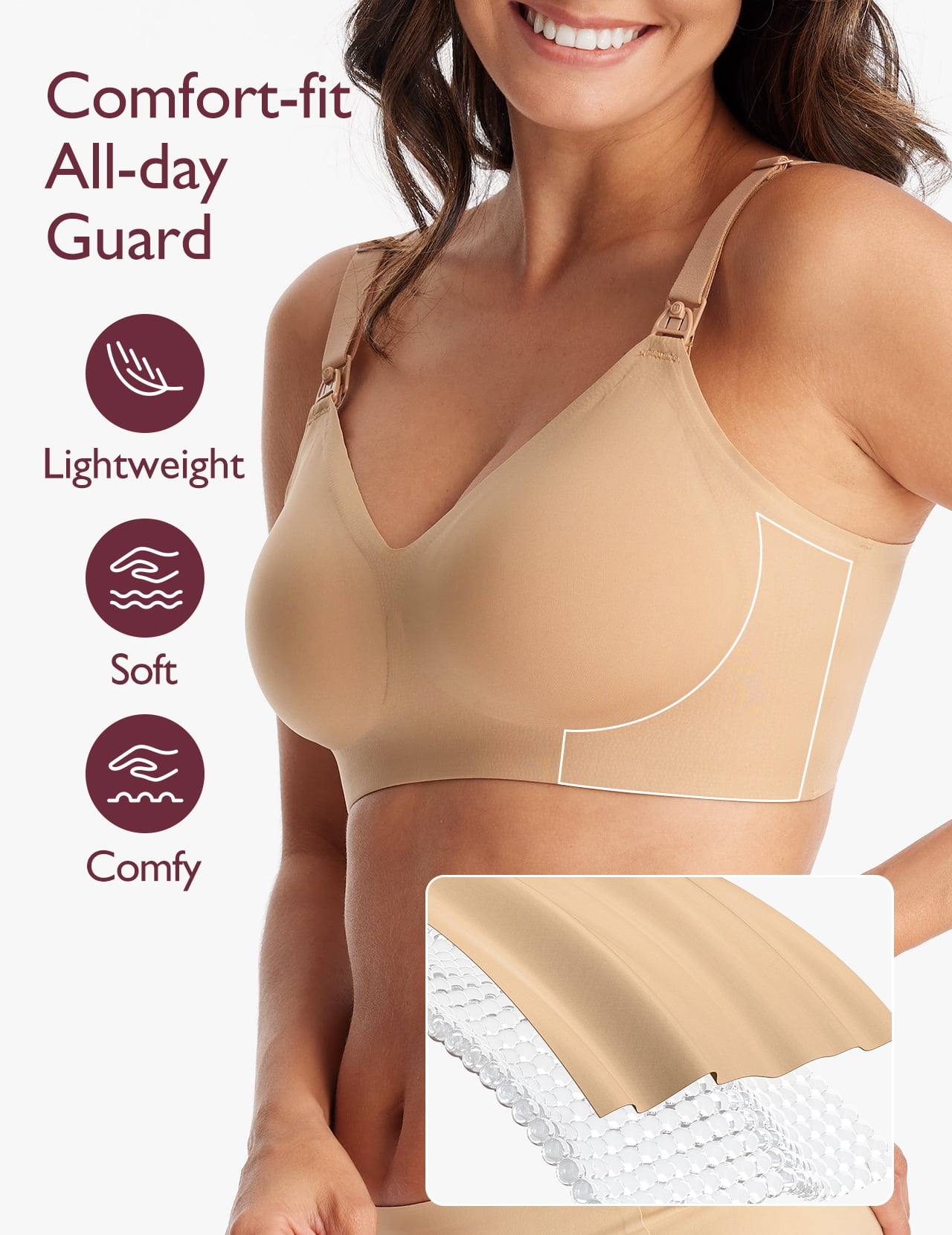 Momcozy Women's Maternity Seamless Ultra Comfort Hands-Free Pumping and Nursing Bra, Sizes S-3XL