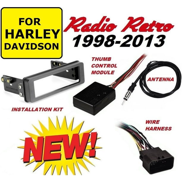 FITS 19982013 HARLEY DAVIDSON RADIO RETRO INSTALLATION KIT + THUMB