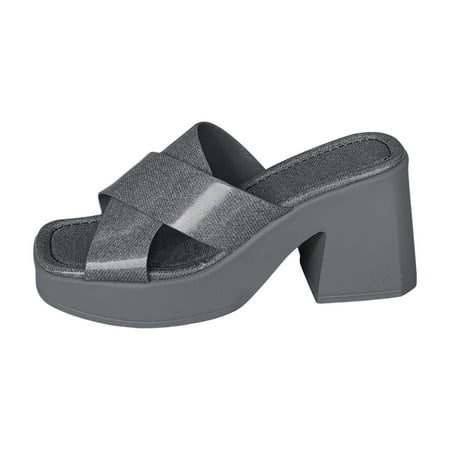 

NOKIO High Chunky Platform Heels for Women Fashion Comfort Slip on Square Open Toe Block Heel Sandals Chunky Heeled Sandals for Womens Boho Cutout Open Toe Summer Block Heeled Party Sandals