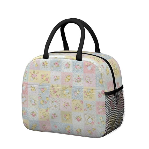 Womens Pioneer Flower Floral Print Pattern Lunch Box for Work,Insulated Lunch Bag for Women,Loncheras Para Mujer,Leakproof Adult Lunch Bag for Work,Beach,Travel,Picnic,Camping