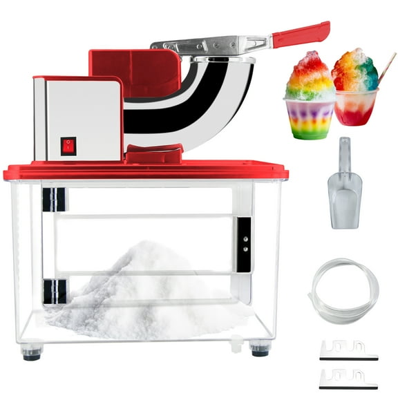 Ice Crusher Machine, 250W Dual Blade Slushie Maker with 39L Bin (Red) by Great Northern Popcorn